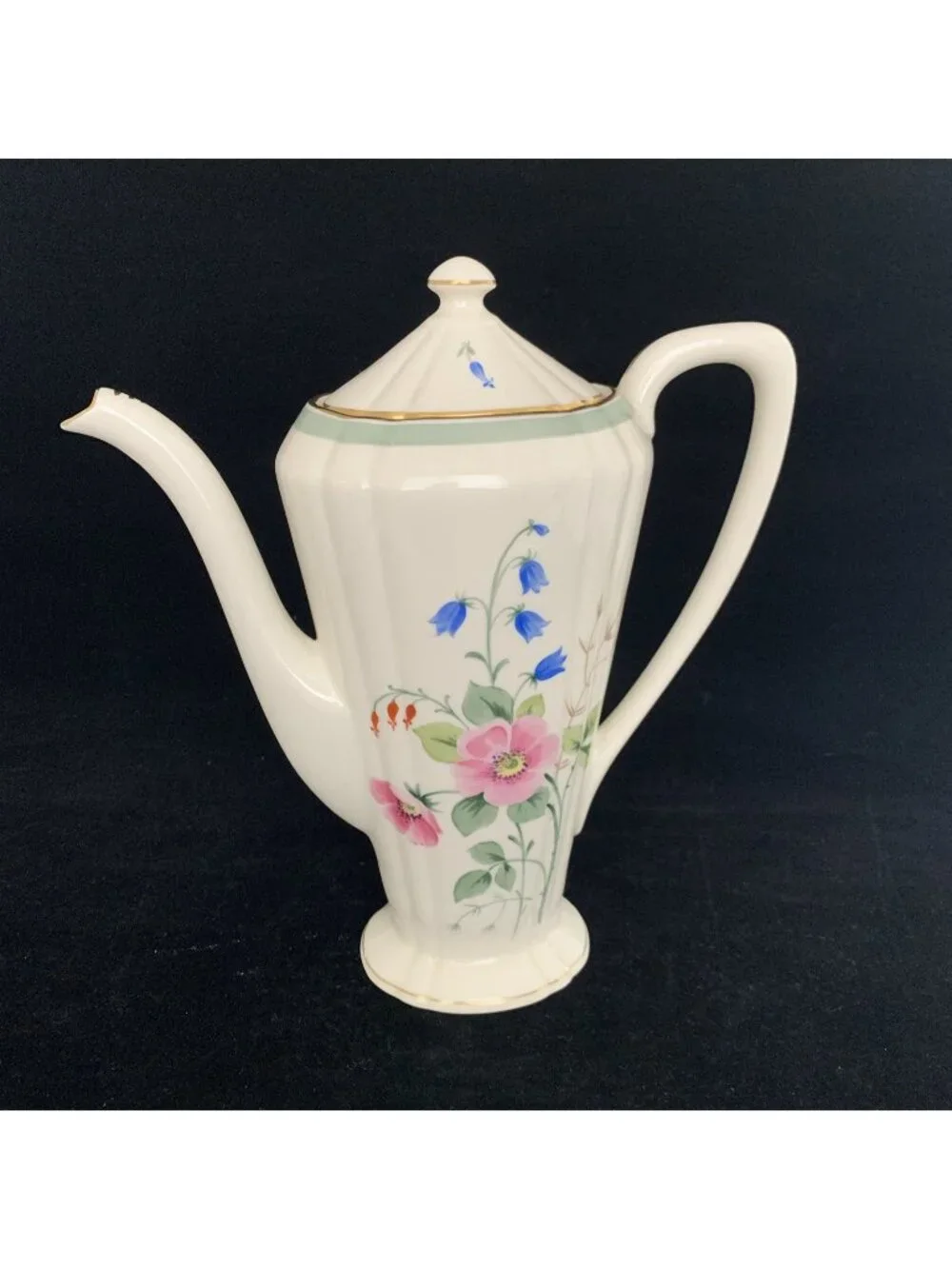 Vintage Frederik Lunning Coffee Pot 1037 E Challinor Signed Floral Porcelain 7.5 - Picture 1 of 12
